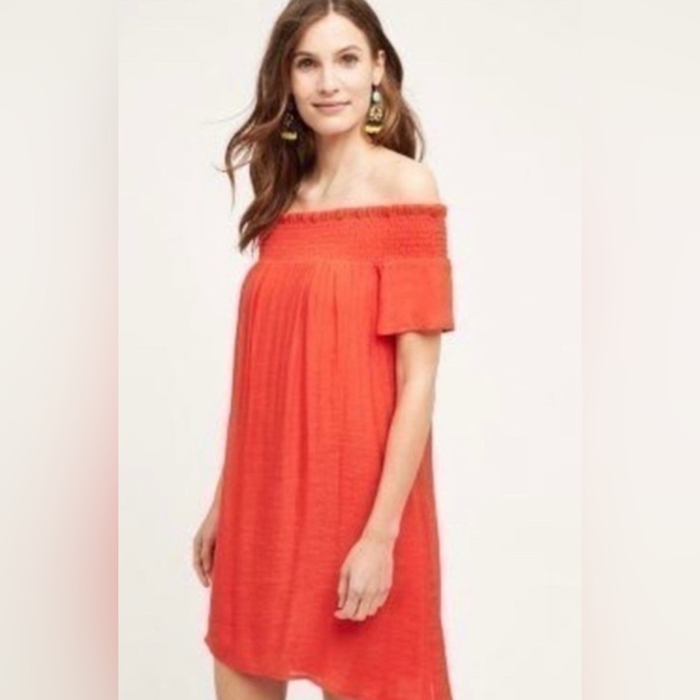Anthropologie Amadi Off The Shoulder Red Dress XS